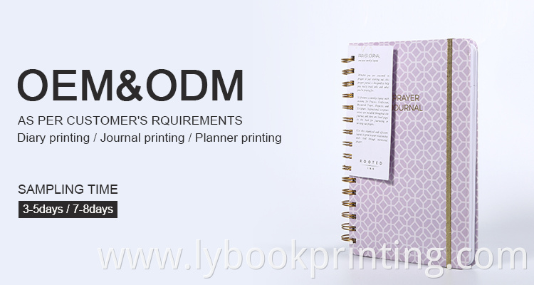 Custom hardcover colouring bulk stylish planner book spiral gold Elastic Band dairy activity notebooks printing